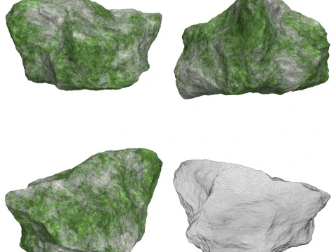 12 Mossy Rock Collection 3D Model