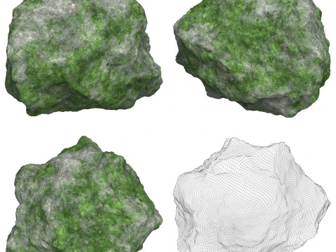 12 Mossy Rock Collection 3D Model