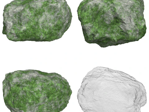 12 Mossy Rock Collection 3D Model