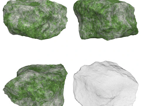 12 Mossy Rock Collection 3D Model