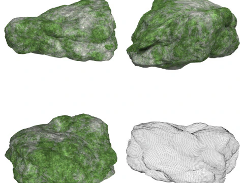 12 Mossy Rock Collection 3D Model
