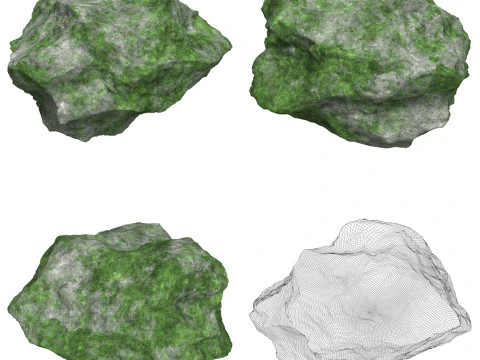 12 Mossy Rock Collection 3D Model