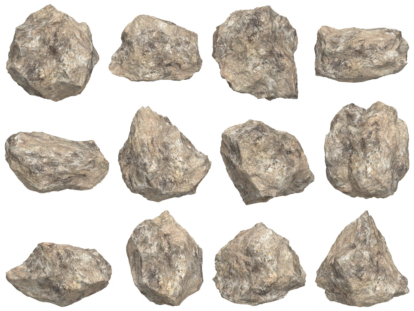 12 Collezione di massi rocciosi Modello 3D .c4d .max .obj .3ds .fbx .stl .blend