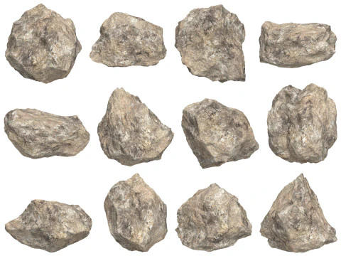 12 Rock Boulder-Sammlung 3D Modell