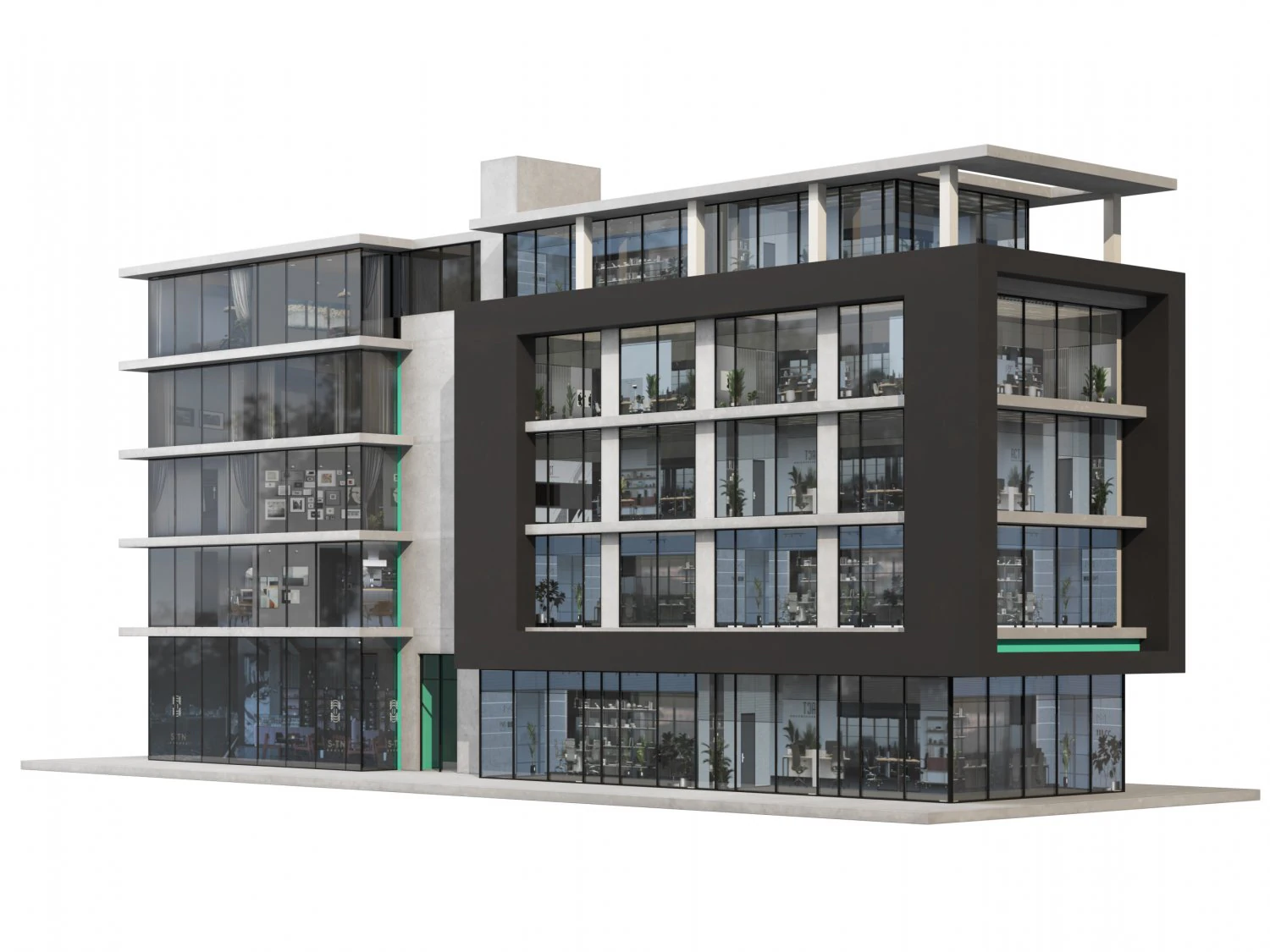 Modern mix use building 3D Model .c4d .max .obj .3ds .fbx .stl .blend 