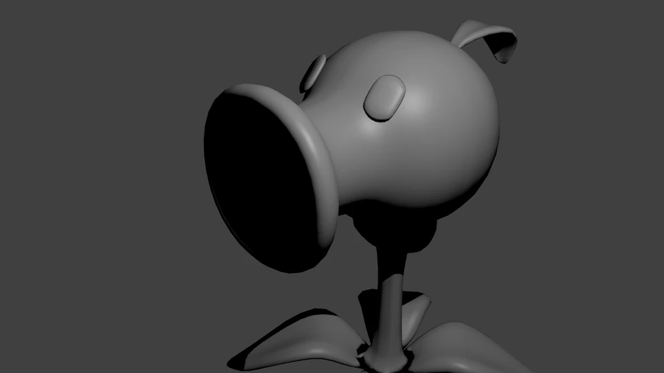 peashooter pvz v1 by blackcat700 3D Print Model .c4d .max .obj .3ds .fbx .stl .blend 