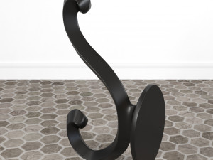 Coat Wall Hook - Black Metal 3D Model