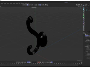 Coat Wall Hook - Black Metal 3D Model