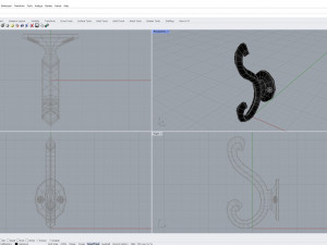 Coat Wall Hook - Black Metal 3D Model