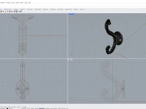 Coat Wall Hook - Black Metal 3D Model