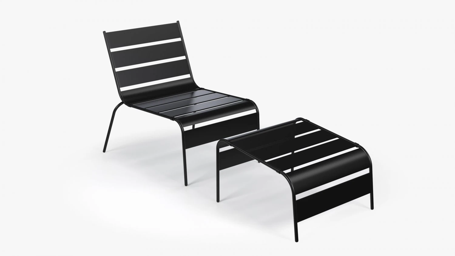 Sunbed - Black Metal Sun Lounger 3D Model .c4d .max .obj .3ds .fbx .stl .blend 