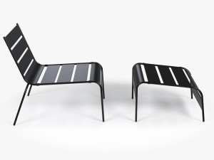 Sunbed - Black Metal Sun Lounger 3D 모델