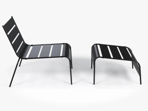 Sunbed - Black Metal Sun Lounger 3D Model