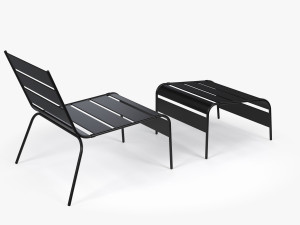 Sunbed - Black Metal Sun Lounger 3D 모델
