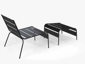 Sunbed - Black Metal Sun Lounger 3D Model