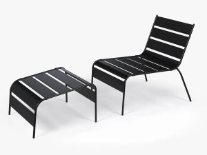 Sunbed - Black Metal Sun Lounger 3D Model