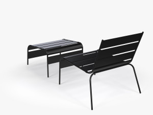 Sunbed - Black Metal Sun Lounger 3D 모델
