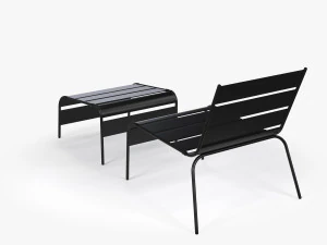 Sunbed - Black Metal Sun Lounger 3D Model