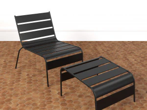 Sunbed - Black Metal Sun Lounger 3D Model
