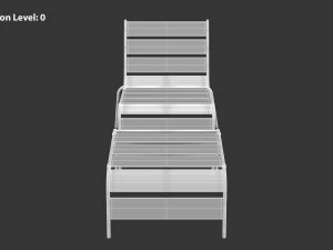 Sunbed - Black Metal Sun Lounger 3D Model