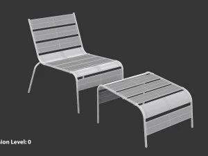 Sunbed - Black Metal Sun Lounger 3D Model