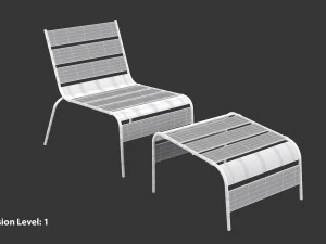 Sunbed - Black Metal Sun Lounger 3D Model