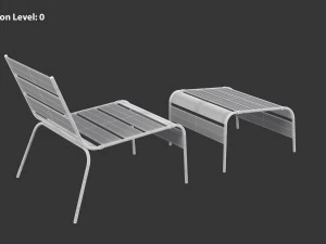 Sunbed - Black Metal Sun Lounger 3D Model