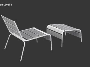 Sunbed - Black Metal Sun Lounger 3D Model