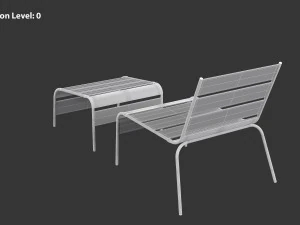 Sunbed - Black Metal Sun Lounger 3D Model