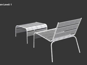 Sunbed - Black Metal Sun Lounger 3D Model