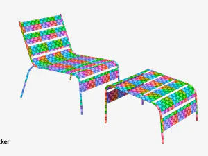 Sunbed - Black Metal Sun Lounger 3D Model