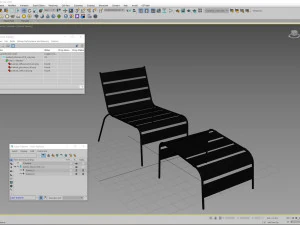 Sunbed - Black Metal Sun Lounger 3D Model