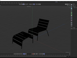 Sunbed - Black Metal Sun Lounger 3D 모델