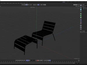 Sunbed - Black Metal Sun Lounger 3D Model