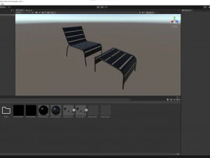Sunbed - Black Metal Sun Lounger 3D Model