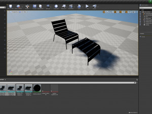 Sunbed - Black Metal Sun Lounger 3D 모델