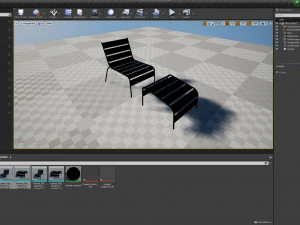 Sunbed - Black Metal Sun Lounger 3D Model