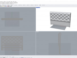 White Fabric Headboard 3Dモデル