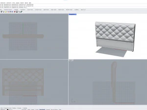 White Fabric Headboard 3D Model