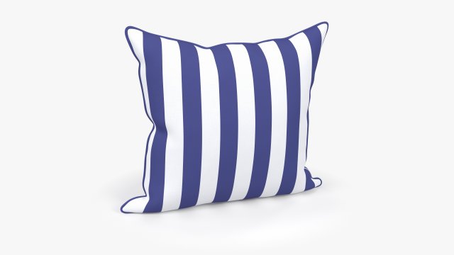 Blue White Striped Pillow 3D Model .c4d .max .obj .3ds .fbx .stl .blend 