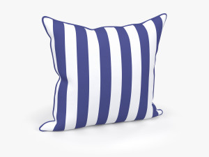 Blue White Striped Pillow 3D Model