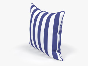 Blue White Striped Pillow 3D Model