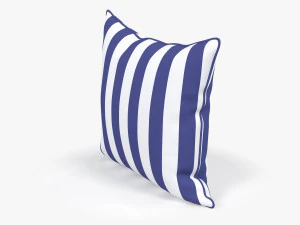 파란색 흰색 줄무늬 베개 3D 모델