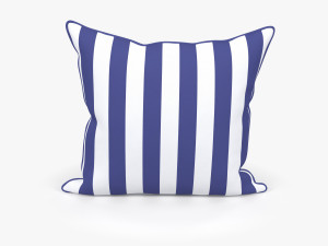 Blue White Striped Pillow 3D Model