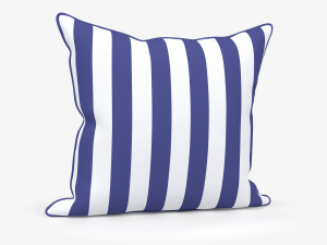 Blue White Striped Pillow 3D Model