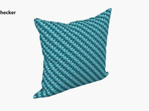 파란색 흰색 줄무늬 베개 3D 모델