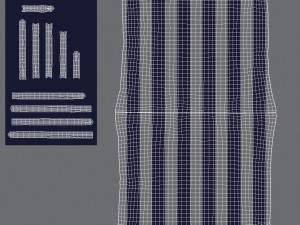 Blue White Striped Pillow 3D Model
