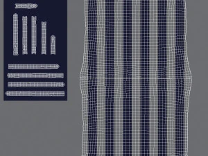 파란색 흰색 줄무늬 베개 3D 모델