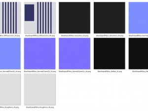 파란색 흰색 줄무늬 베개 3D 모델