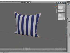 파란색 흰색 줄무늬 베개 3D 모델